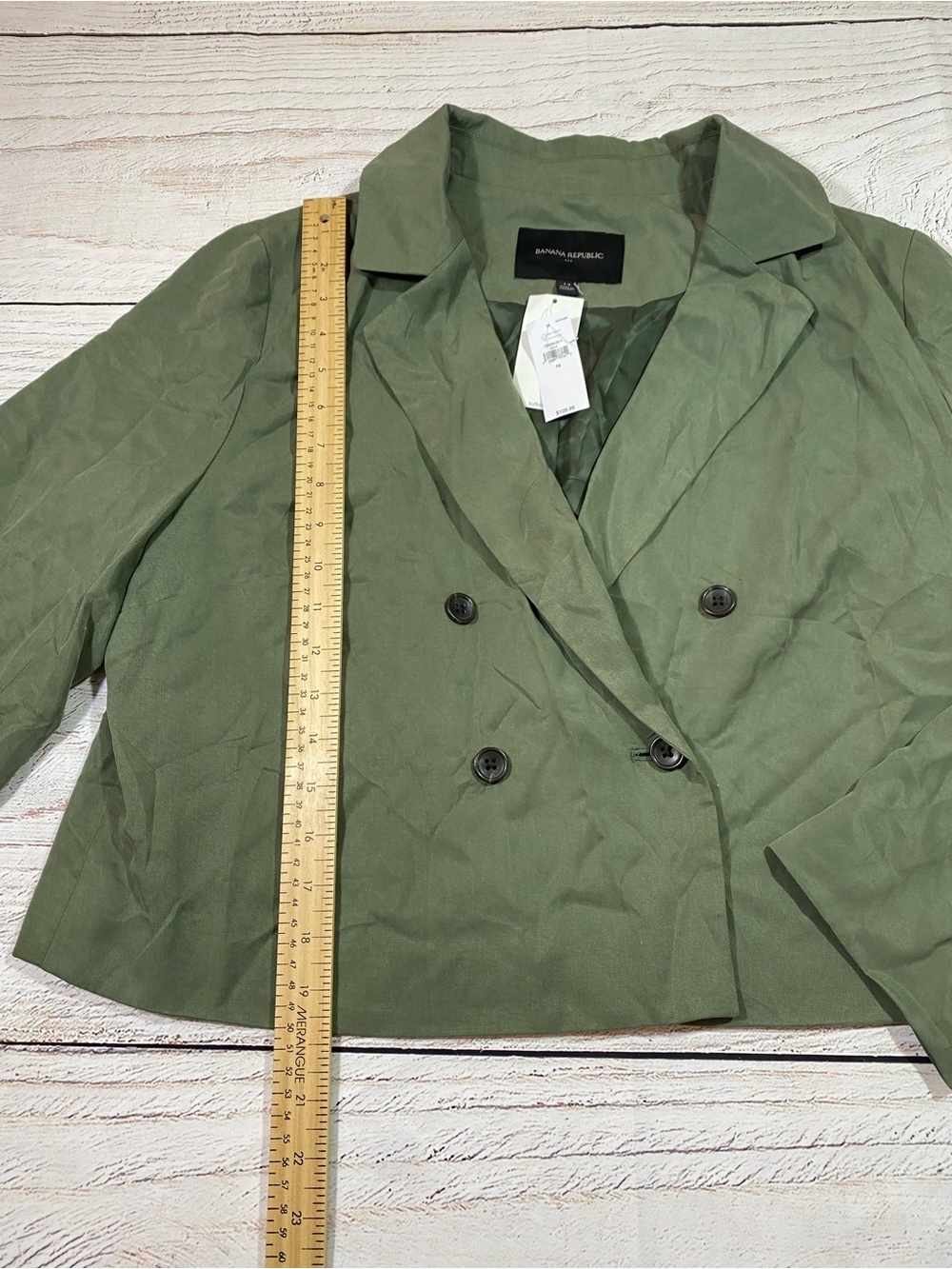 Banana Republic NWT Olive Green Double-Breasted Cropped Blazer Flight Jacket 14 - Picture 9 of 16